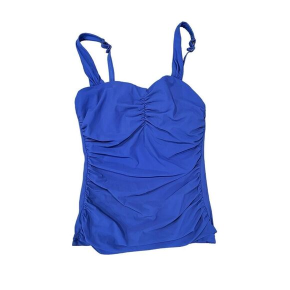 GOTTEX Profile Tankini Top Size 34D Tutti Frutti Sweetheart Swim Top Blue - Picture 2 of 7